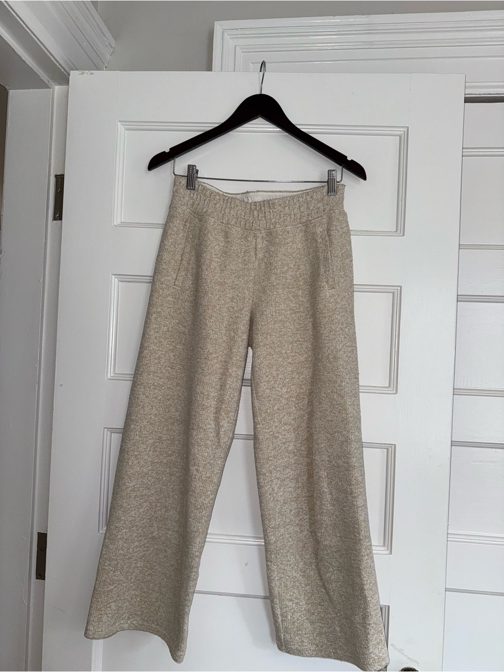 Offline by Aerie Wide Leg Knit Lounge Pants in Oatmeal